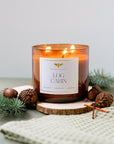 Log Cabin 3 Wick Beeswax Candle