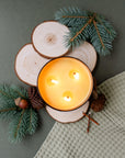 Log Cabin 3 Wick Beeswax Candle