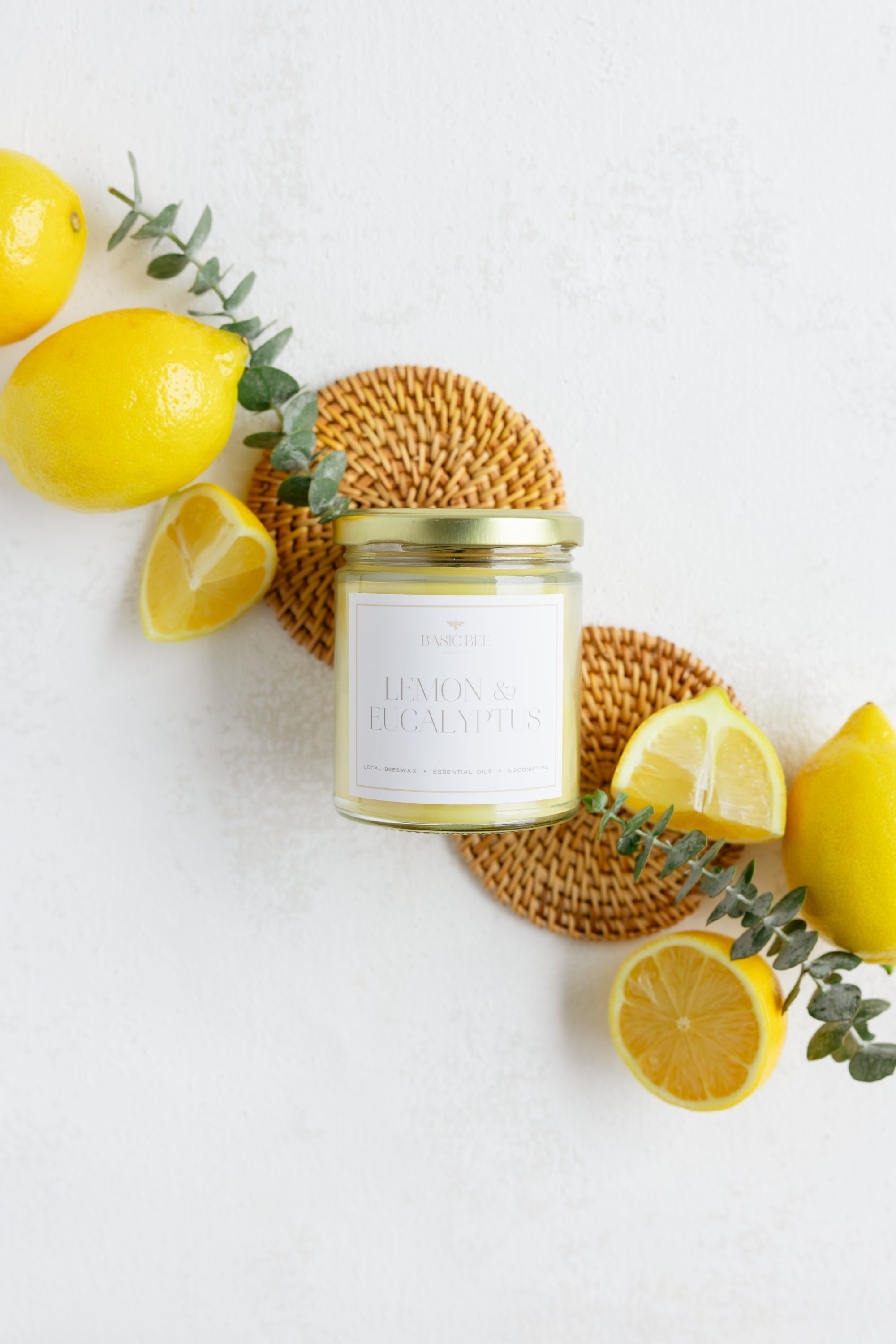 Lemon &amp; Eucalyptus Beeswax Candle