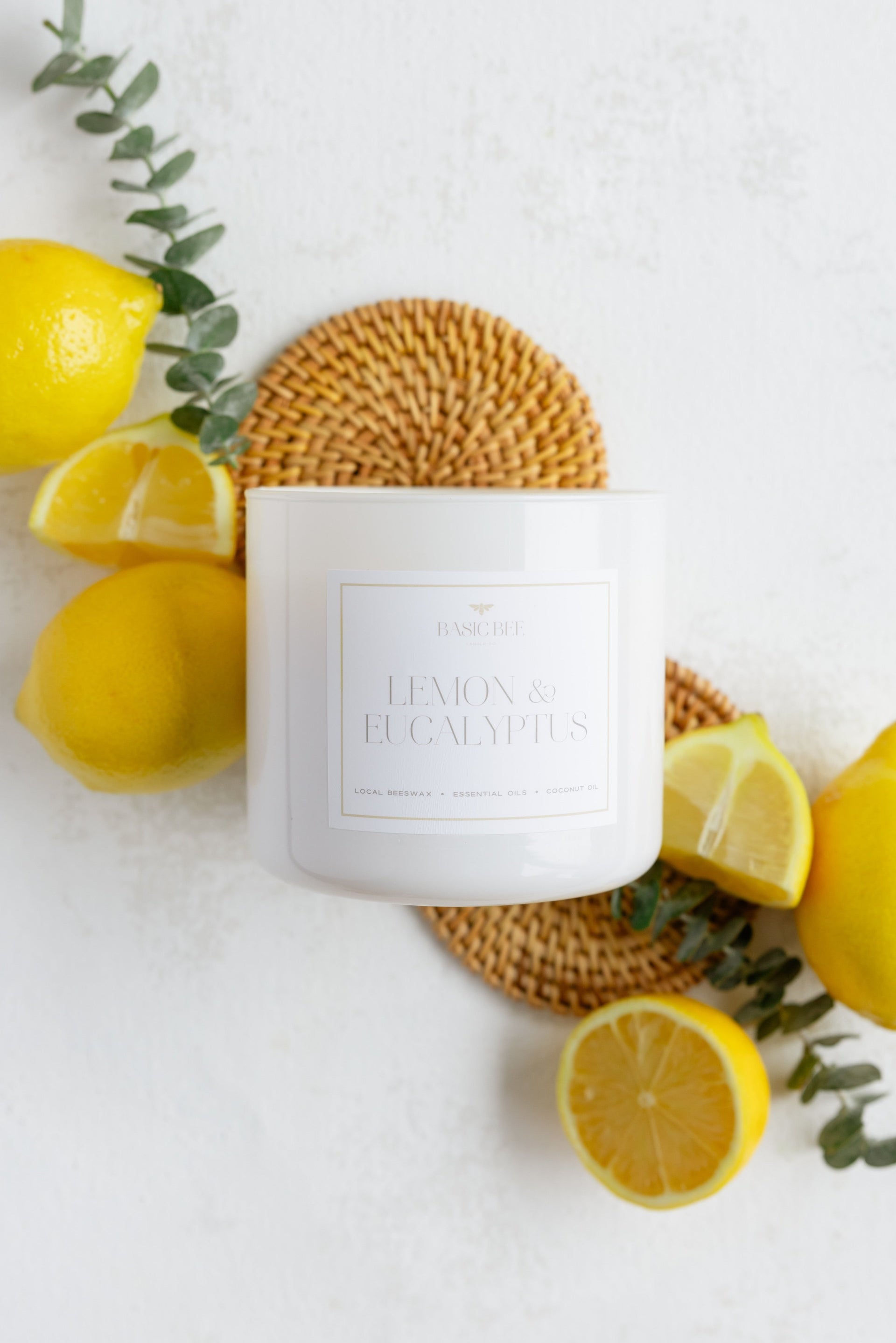 Lemon & Eucalyptus 3 Wick Beeswax Candle